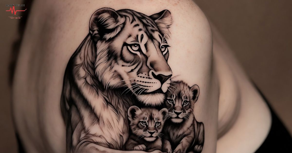 Lioness and Cubs Tattoo