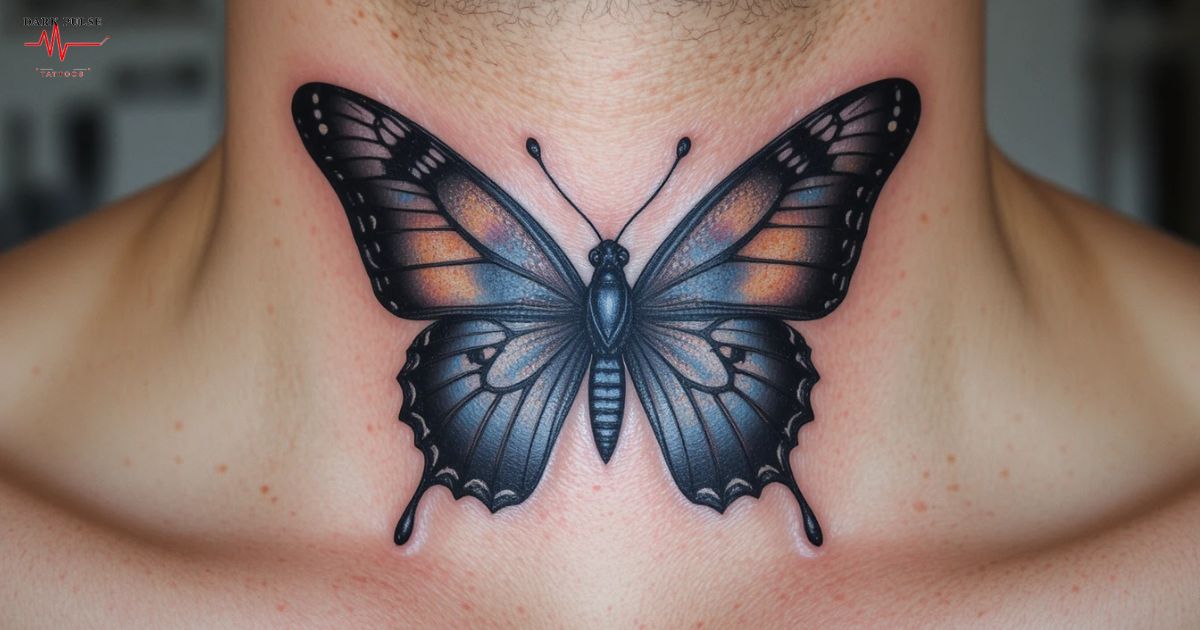 Men's Butterfly Tattoo Neck