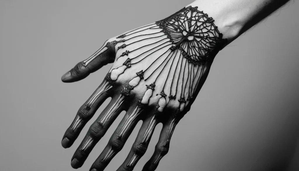 Blackwork Skeleton Hand