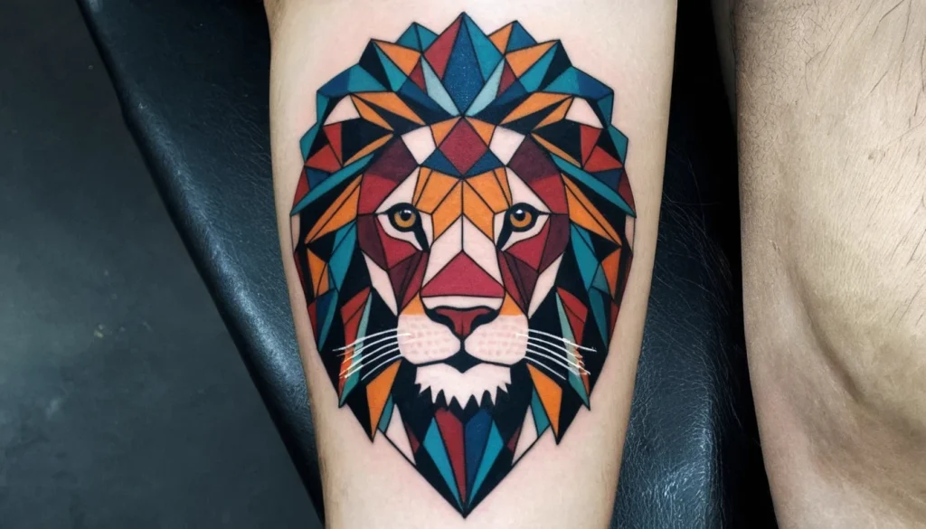 Geometric Lion Tattoo