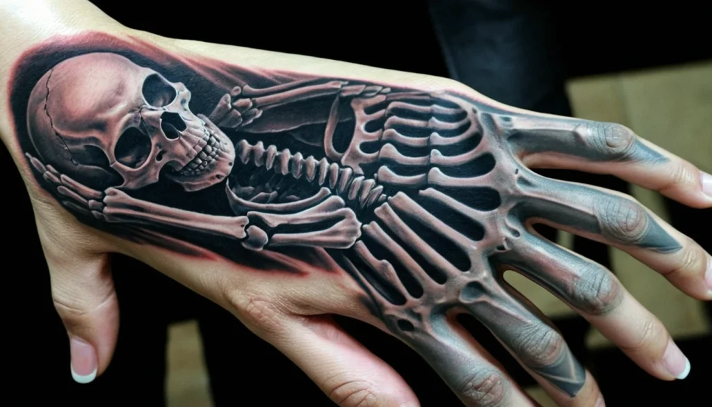 Realistic Skeleton Hand Tattoo
