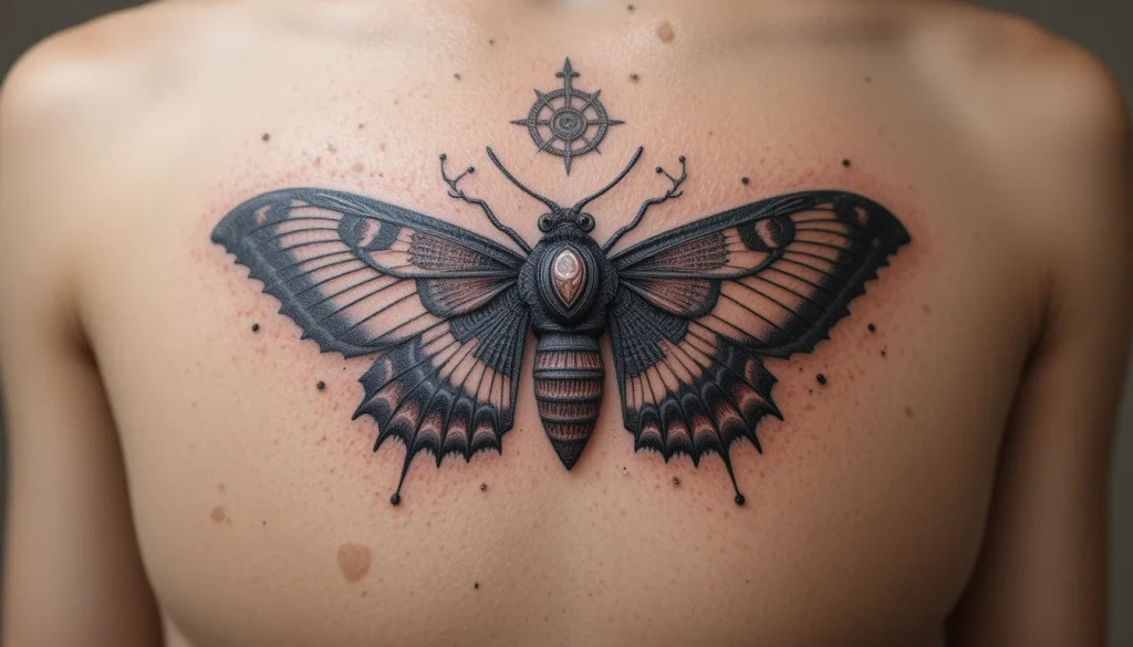 Blackwork Moth Tattoo
