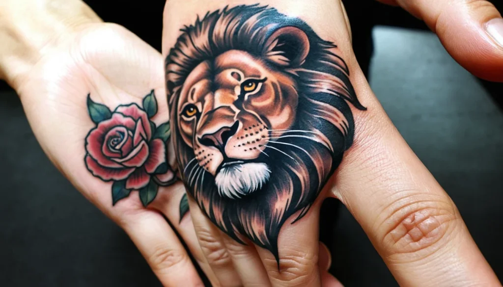 Lion Finger Tattoo