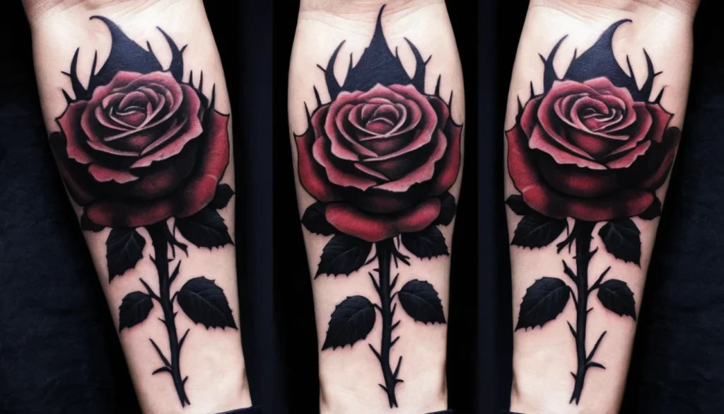 Dark Gothic Rose Tattoo