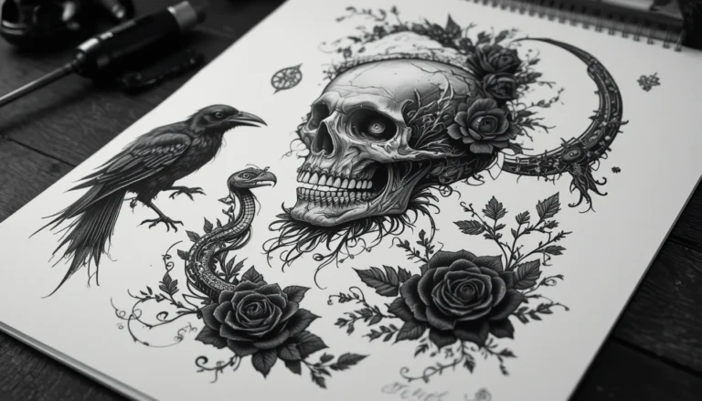 Dark tattoo ideas featuring gothic and blackwork designs