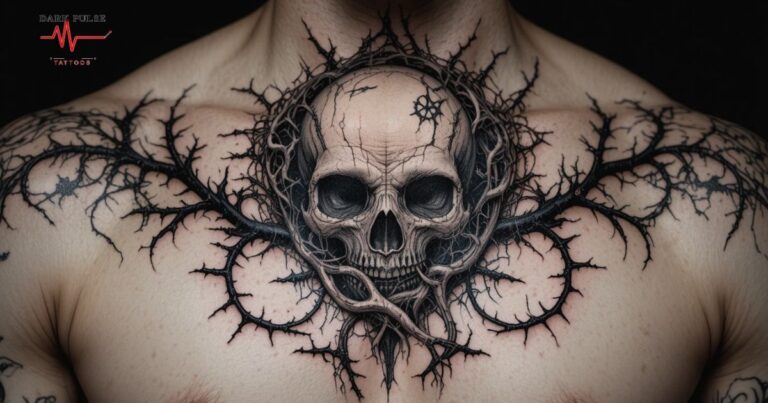 Dark and Creepy Blackwork Tattoo