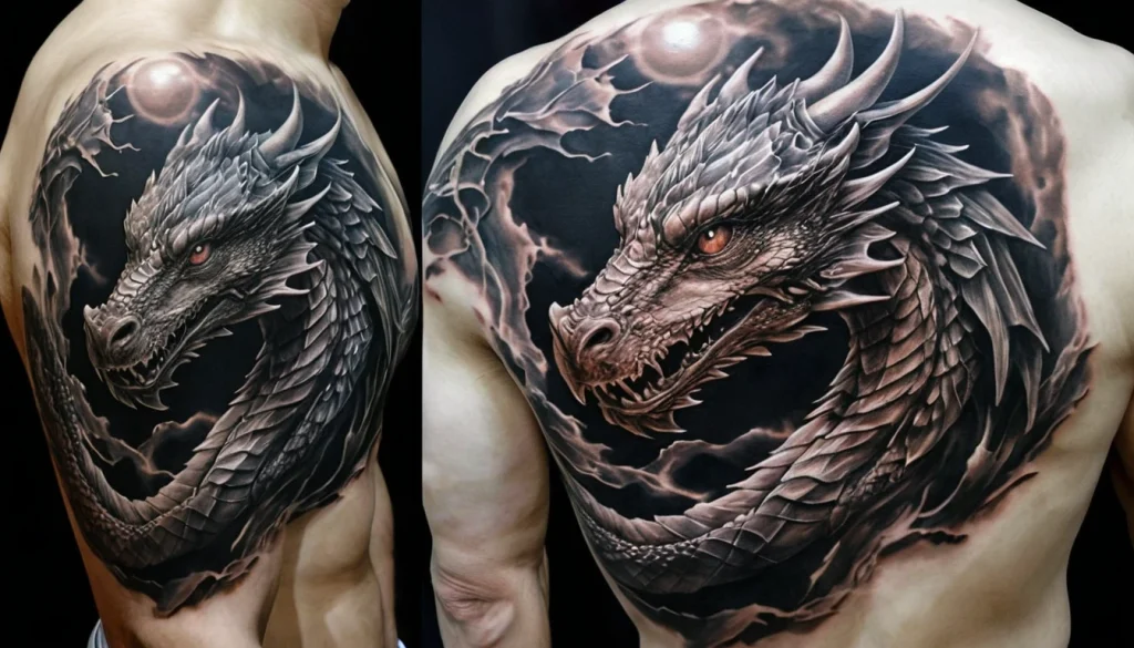 Realistic Dragon Tattoo